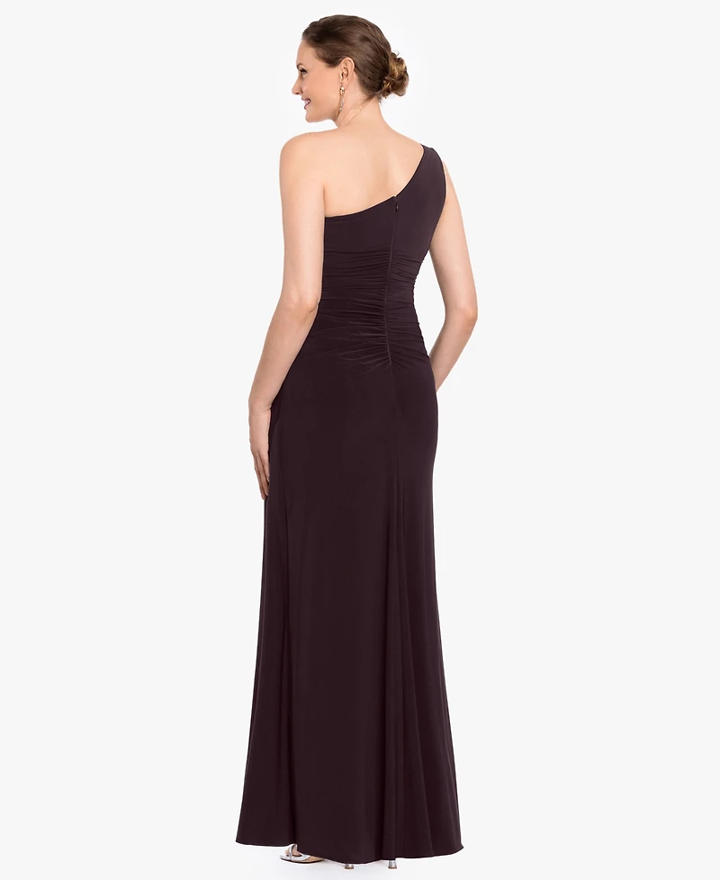 Betsy & Adam Women's One-Shoulder Ruched Draped Dress