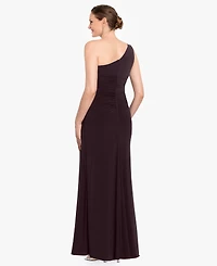 Betsy & Adam Women's One-Shoulder Ruched Draped Dress