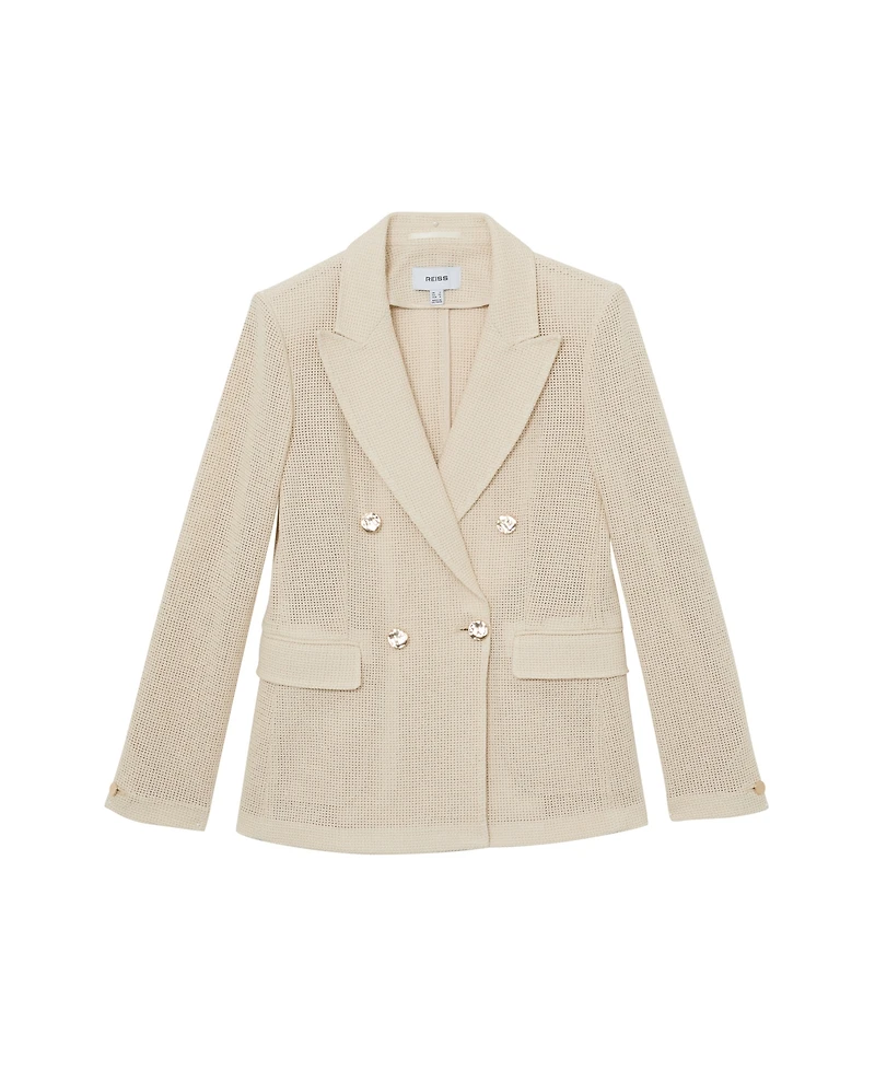 Reiss Women's Open-Weave Double-Breasted Blazer