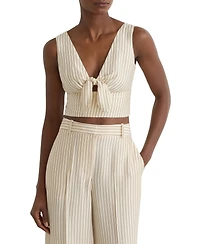 Reiss Women's Pinstripe Tie-Front Cropped Top