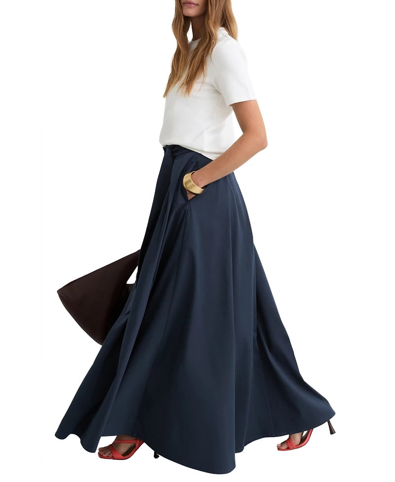 Reiss Women's Cotton-Blend Pleated Maxi Skirt