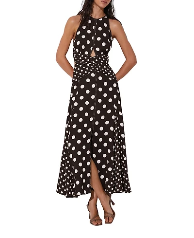 Reiss Women's Polka-Dot Cut-Out Midi Dress