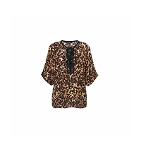 Pre-Owned Roberto Cavalli Women's Printed Silk Crepe Tie Front Blouse
