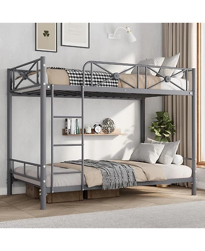 gaomon Twin Over Metal Bunk Bed, Heavy Duty Steel Bunkbeds with Safety Guardrails, Space-Saving