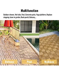 Mondawe 12-inch x 12-inch Acacia Wood Checker Pattern Interlocking Deck Tiles