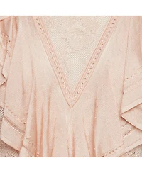 Pre-Owned Roberto Cavalli Women's Stretch Knit Ruffle Crew Neck Top