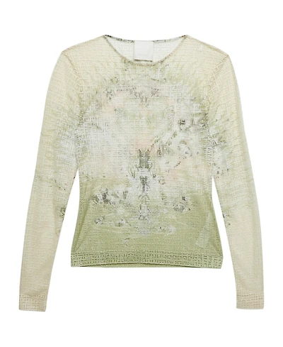Pre-Owned Givenchy Women's Monogram Sheer Jacquard Knit Long Sleeve Top