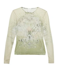 Pre-Owned Givenchy Women's Monogram Sheer Jacquard Knit Long Sleeve Top