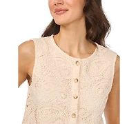 CeCe Women's Front-Button Crewneck Vest Top