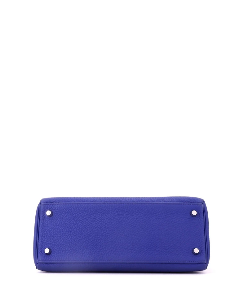 Pre-Owned HERMES Kelly Handbag Blue Togo with Palladium Hardware