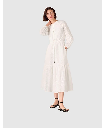 Whistles Women's Long Sleeve Broderie Midi Dress