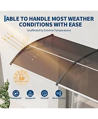 gaomon 40"x80" Window Awning Canopy Exterior, Polycarbonate Cover, for Door Entrance