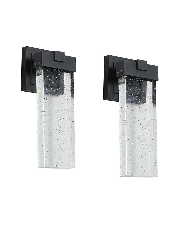 Clihome 2 Pieces Outdoor Waterproof Transparent Led Crystal Wall Lamp