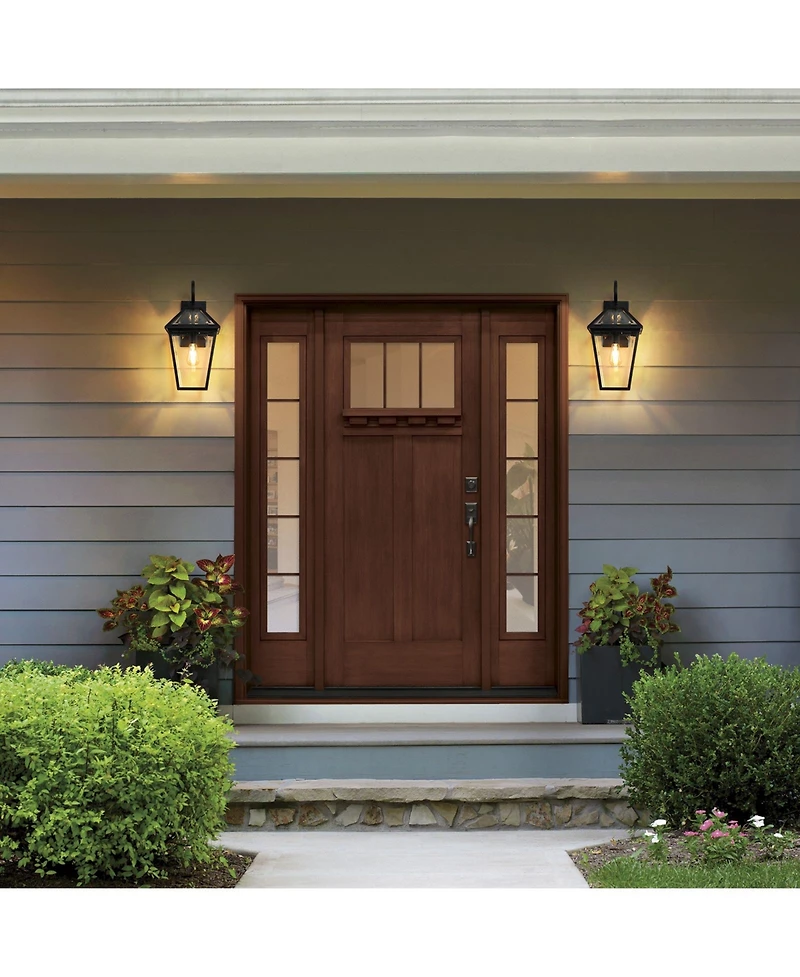 Clihome 2 Pieces Outdoor Wall Lantern Light, Modern Metal and Clear Glass Sconce (Bulb Not Included)
