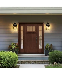 Clihome 2 Pieces Outdoor Wall Lantern Light, Modern Metal and Clear Glass Sconce (Bulb Not Included)