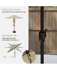 Sugift 10 feet 3 Tier Vented Patio Umbrella with Push Button Tilt