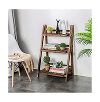 Yaheetech 3-Tier Folding Wooden Flower Pot Stand Flower Display Shelf