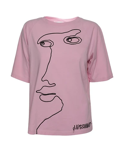 Pre-Owned Moschino Women's Face Embroidered T-Shirt