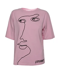 Pre-Owned Moschino Women's Face Embroidered T-Shirt
