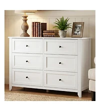 gaomon 54" Wide 6 Drawer Wood Dresser, Modern Storage Chest with Deep Drawers.