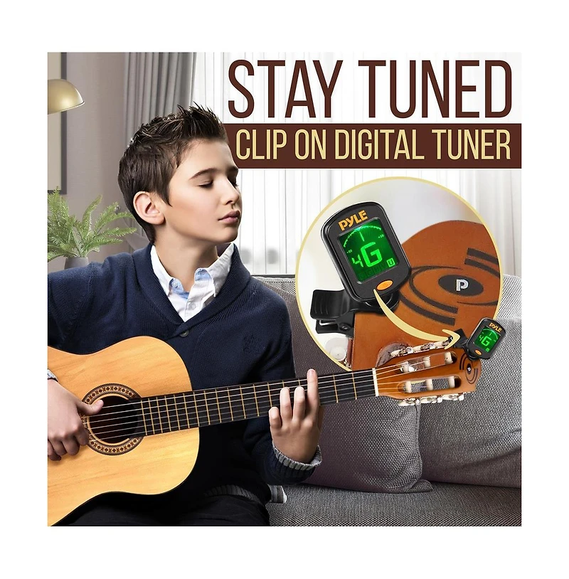 Pyle 30" Junior Classic Style Guitar Kit with Digital Tuner & Accessories - PGACLS30