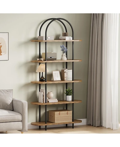 gaomon 71 Inch Bookshelf 5 Tier Bookcase Arched Display Racks Tall Freestanding Open Storage Shelf