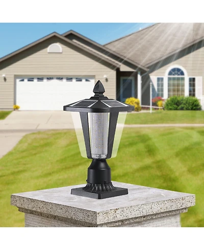 Clihome 15inch H Solar Powered Outdoor Lantern, Modern Garden Light with Led