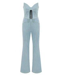 Jendue Women's Marvel Maxi Denim Jumpsuit - Strapless, Cut-Out
