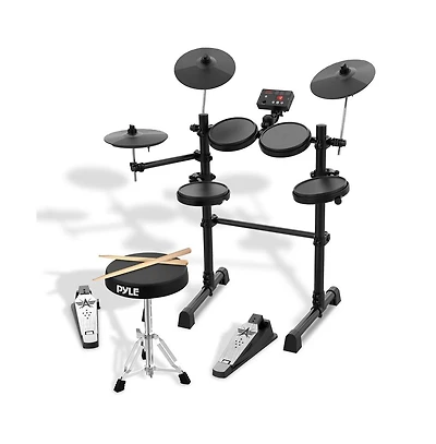 Pyle 7-Piece Electric Drum Set with Midi Support, Preloaded Sounds, Cymbals, Foot Pedals, and Mac/Pc Compatibility