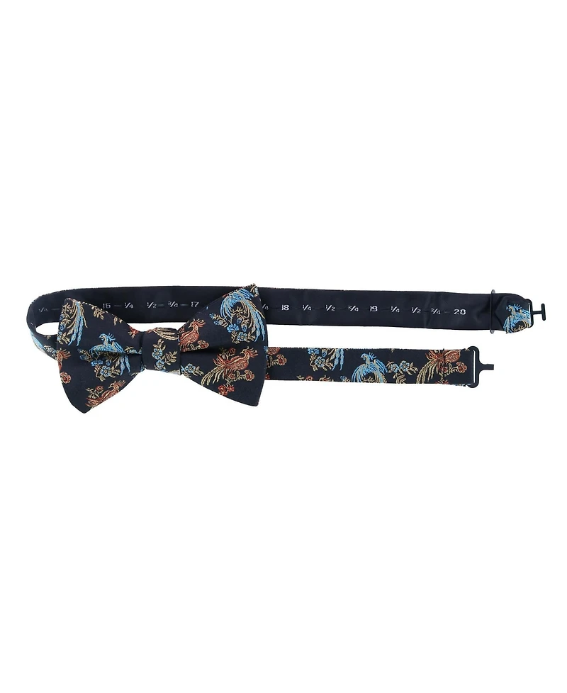 Trafalgar Men's Birds of Prosperity Silk Button End Suspenders and Bow Tie Set