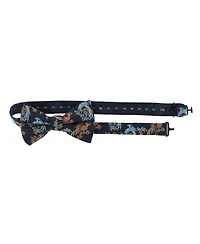 Trafalgar Men's Birds of Prosperity Silk Button End Suspenders and Bow Tie Set