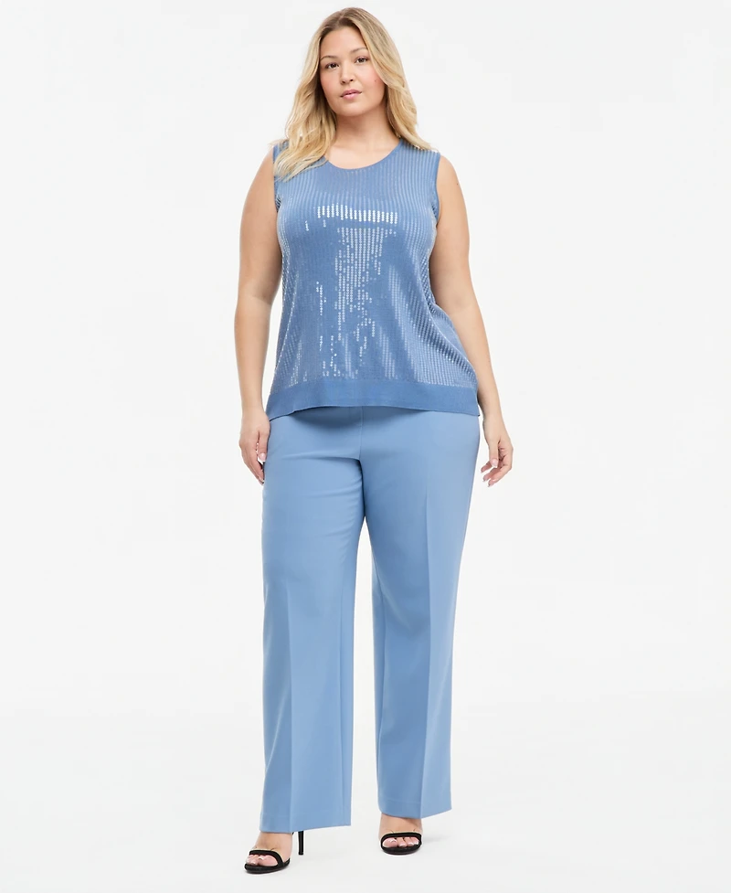Anne Klein Plus Wide-Leg Pull-On Pants
