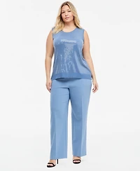 Anne Klein Plus Wide-Leg Pull-On Pants