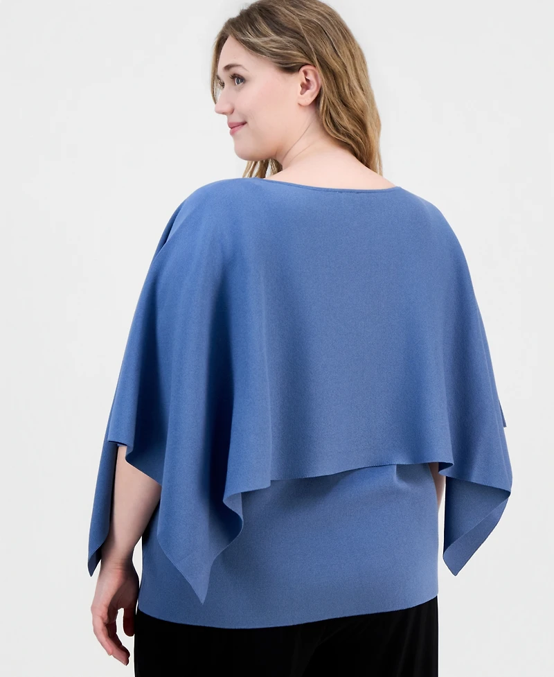 Anne Klein Plus Asymmetric Cape Knit Top