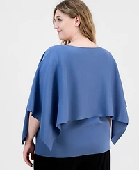 Anne Klein Plus Asymmetric Cape Knit Top
