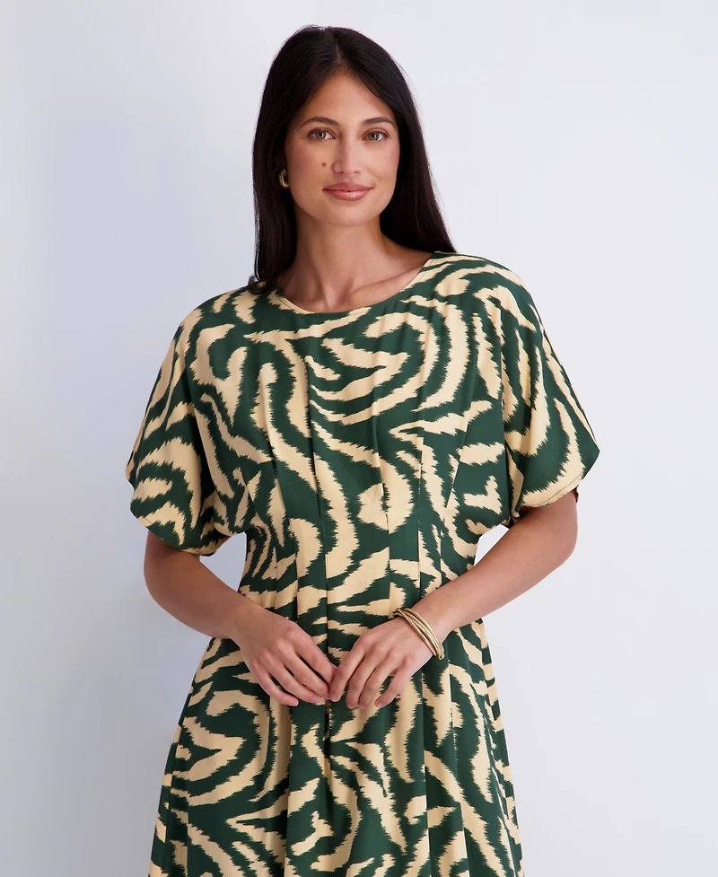 Kensie Women's Printed Crewneck Midi Dress