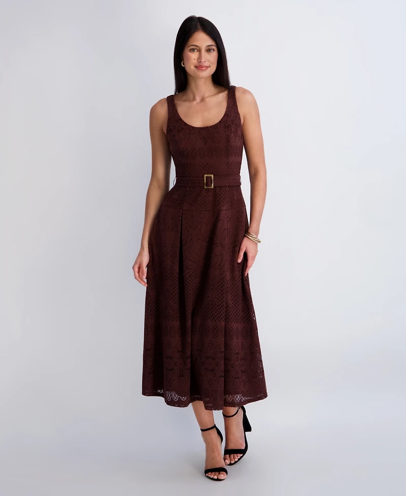 Kensie Women's Crochet Knit Scoop Neck Dress