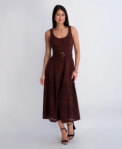 Kensie Women's Crochet Knit Scoop Neck Dress