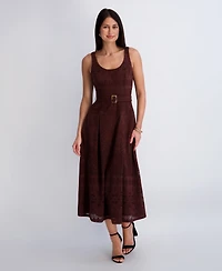 Kensie Women's Crochet Knit Scoop Neck Dress