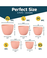 Lifemaster Lightweight, durable pink planter pots with drainage holes simple modern design for indoor/outdoor use.