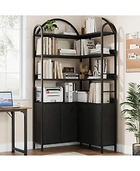 gaomon Spacious 6-Tier Arched Dining Room Table with Storage Cabinet L - Shaped Design, Large Display Shelf, Durable Construction