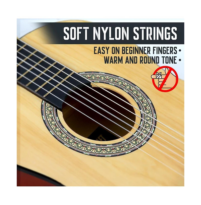 Pyle Left-Handed 3/4 Size Beginner Acoustic Guitar Kit - 36" Junior All Wood Instrument for Kids & Adults