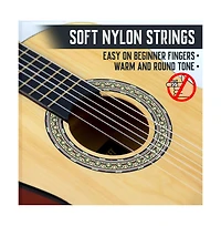 Pyle Left-Handed 3/4 Size Beginner Acoustic Guitar Kit - 36" Junior All Wood Instrument for Kids & Adults