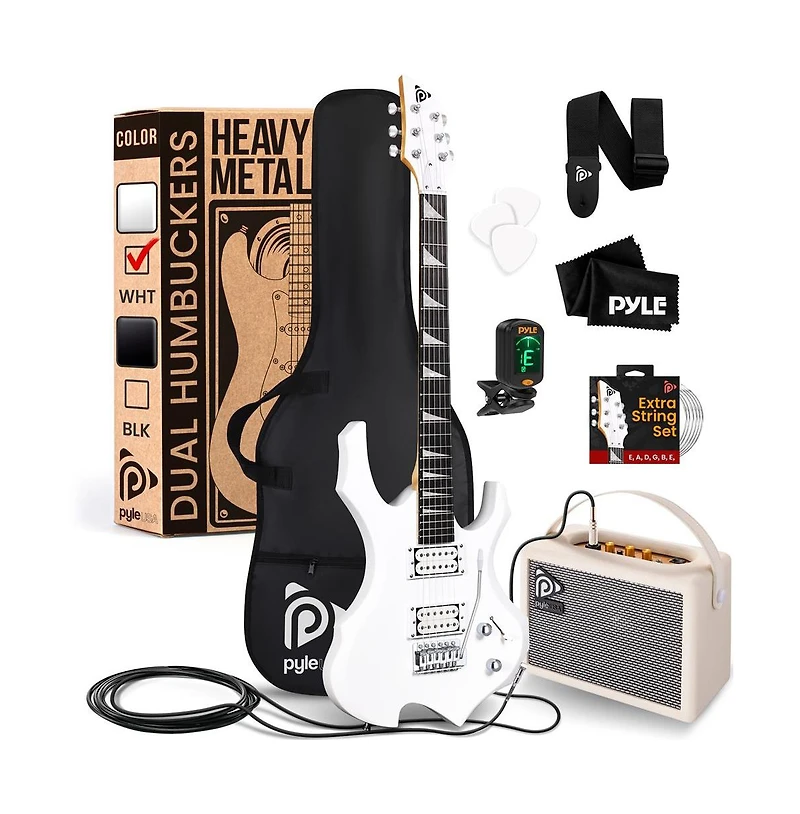 Pyle 6-String Electric Guitar Kit - Includes Amplifier, Digital Tuner, and Accessories