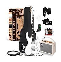 Pyle 6-String Electric Guitar Kit - Includes Amplifier, Digital Tuner, and Accessories