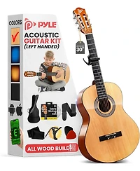Pyle Classical Guitar Starter Kit, 30" 1/4 Size All-Wood Guitar with Capo, Gig Bag, Strings, Strap & Picks