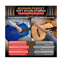 Pyle 30" 6-String Classical Acoustic Guitar for Beginners & Adults with Accessory Kit