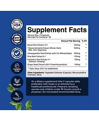 Nature's Craft Maca Root Complex for Men with Siberian Ginseng, Ashwagandha and Black Maca Herbal Supplement for Men's Health, 120 Capsules