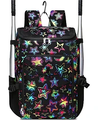 Furlihong Star Pattern Baseball Softball Gear Backpack for Boys and Girls Ages 8-14 - Youth Bat Bag with Ventilated Shoe Compartment for Players