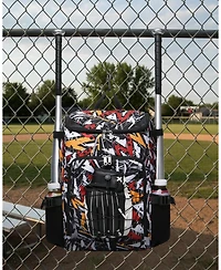 Furlihong Geometric Pattern Youth Baseball and Softball Gear Backpack - For Ages 8-14, Large Bat Bag with Ventilated Shoe Compartment for Players